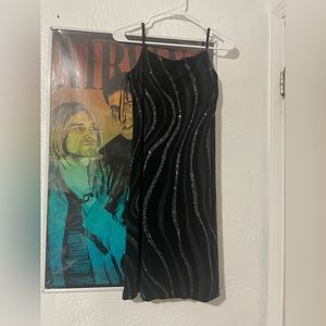 Black and silver glitter party dress